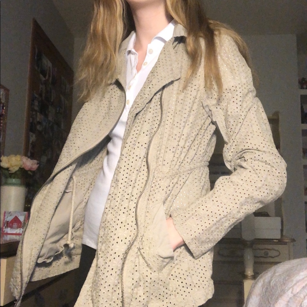 Unique Side Zip Tan Design Jacket